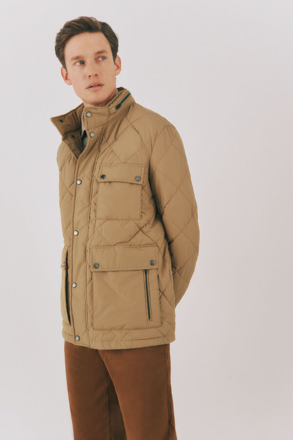 Cortefiel Chaqueta acolchada rombo Camel