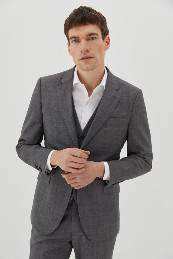 Cortefiel Blazer rendado slim fit Cinzento