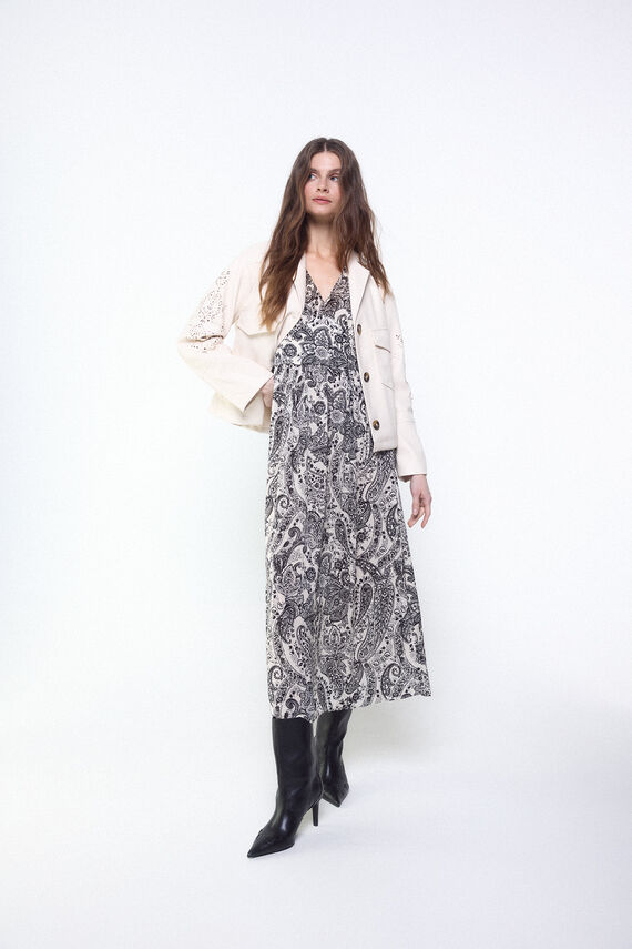 Vestido fluido jacquard