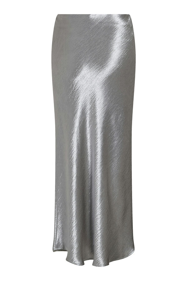 Vila Falda midi sat&eacute;n plateada Gris