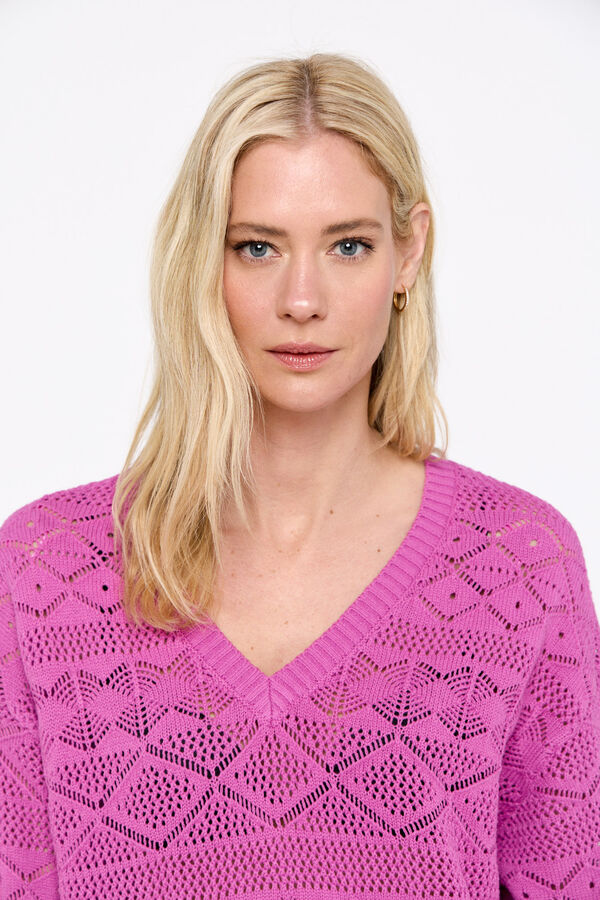 Cortefiel Jersey calado pico Rosa