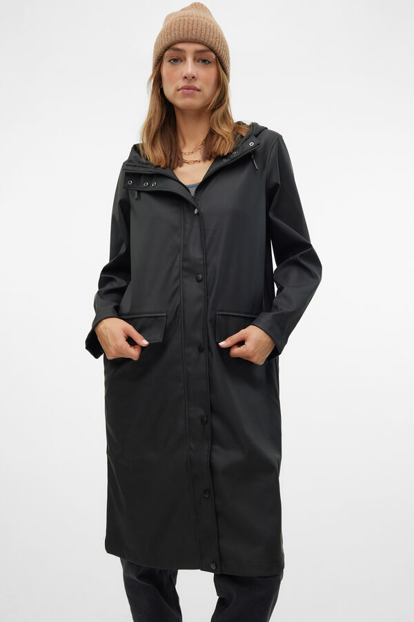 Vero Moda Imperme&aacute;vel midi com capuz Preto