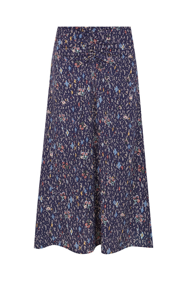 Cortefiel Falda estampada fruncido Estampado azul