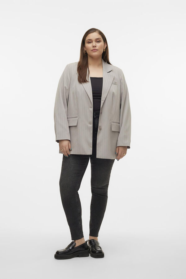 Vero Moda Curve Blazer de riscas tamanho grande  Cinzento