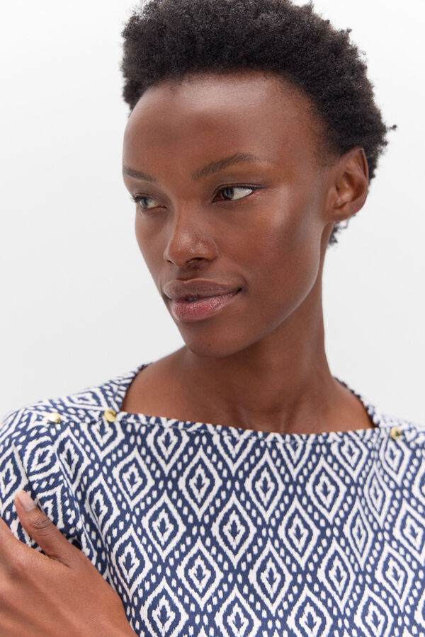 Cortefiel Camisola b&aacute;sica com bot&otilde;es dourados Azul