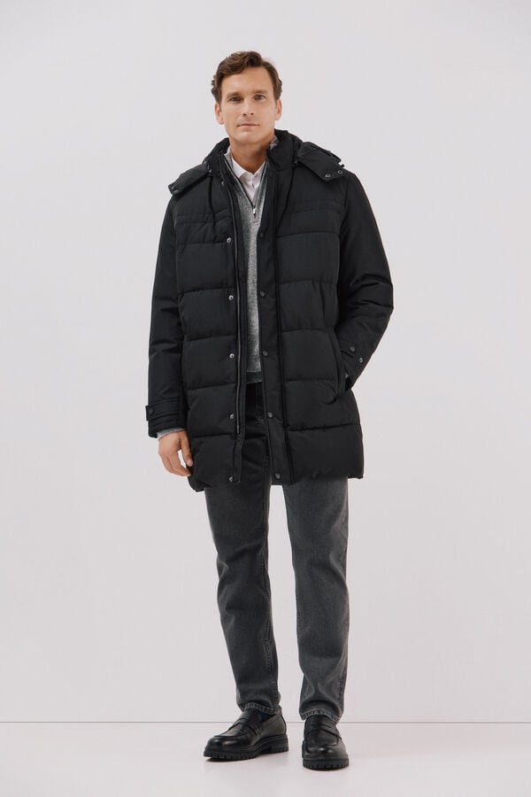 Cortefiel Parka acolchoada Preto