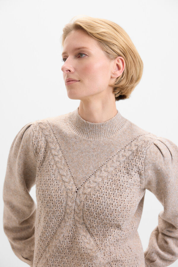 Cortefiel Suéter oitos e bordado Tostado