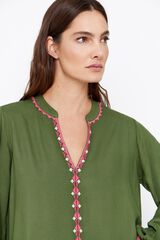 Cortefiel Blusa fluida lisa Kaki