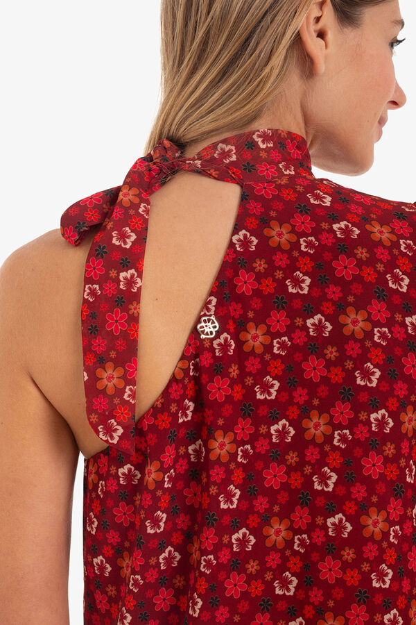 Cupl&eacute; Vestido midi assim&eacute;trico com estampado floral Vermelho