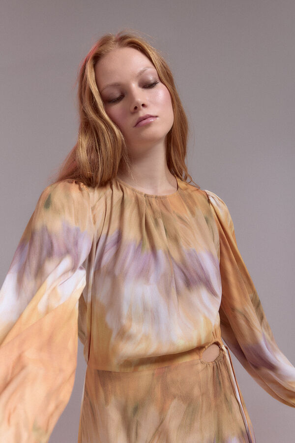 Slowlove Vestido recto con abertura Multicolor