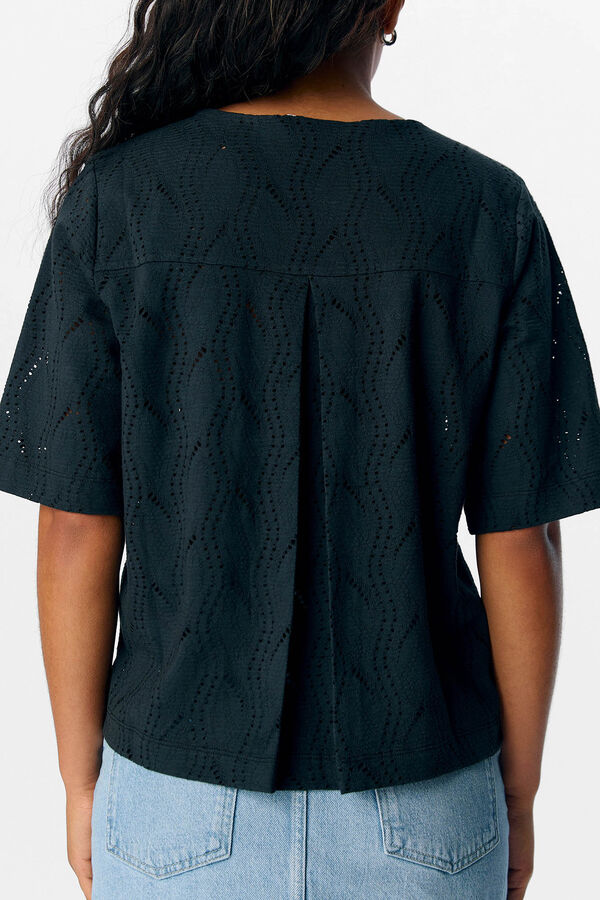 Object Camiseta calada manga 2/4 Negro