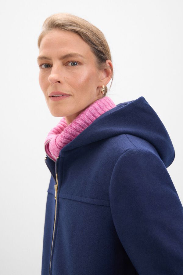 Cortefiel Abrigo trenca con capucha Azul marino