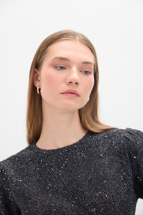 Cortefiel Jersey punto lentejuelas Negro