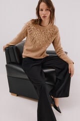 Cortefiel Jersey delantero lentejuelas. Beige