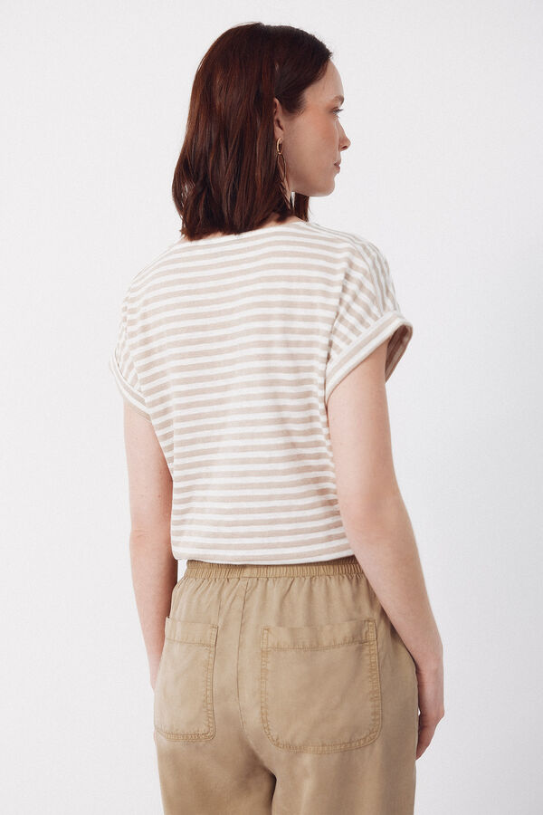 Cortefiel T-shirt riscas Tostado