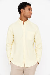 Cortefiel Camisa oxford liso Amarillo