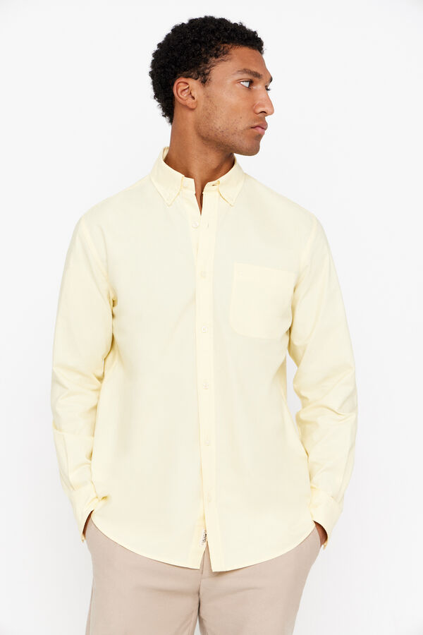 Cortefiel Camisa oxford liso Amarillo