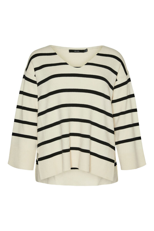Vero Moda Curve Jersey de manga larga y cuello pico Curve Beige