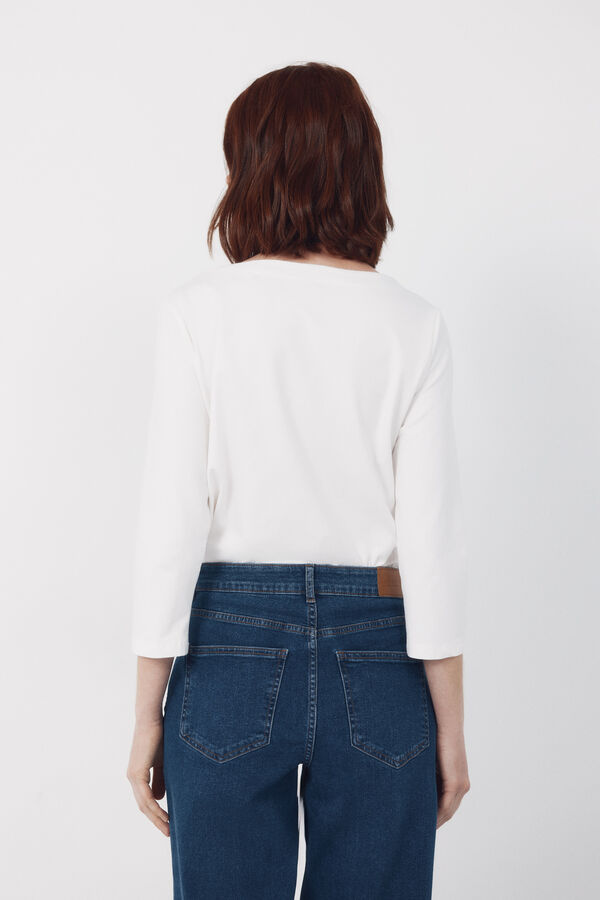 Cortefiel Camiseta b&aacute;sica escote barco Blanco