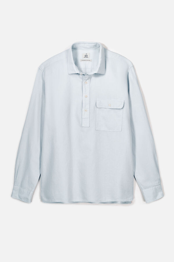 OOTO Polera lisa tejido de lino Azul