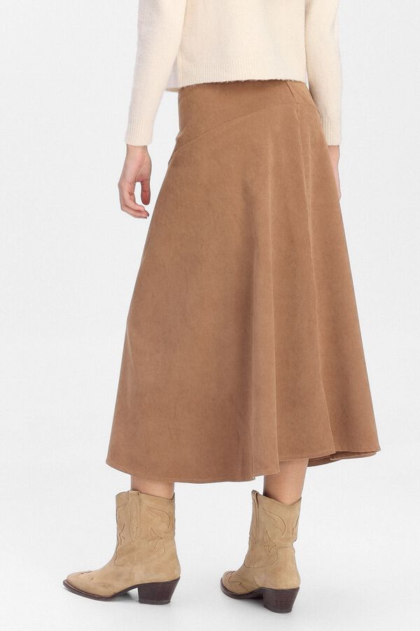 Slowlove Falda midi evas&eacute;efecto antelina Marr&oacute;n oscuro