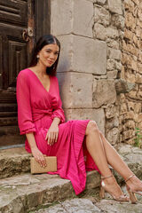 Pol&iacute;n Et Moi Vestido largo con plisados Fucsia