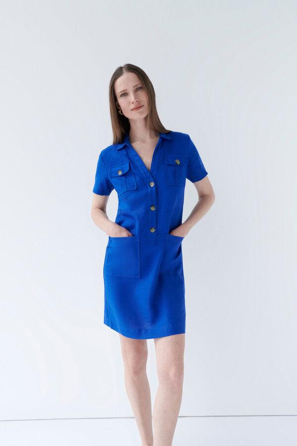 Caroll Vestido 100% linho Azul