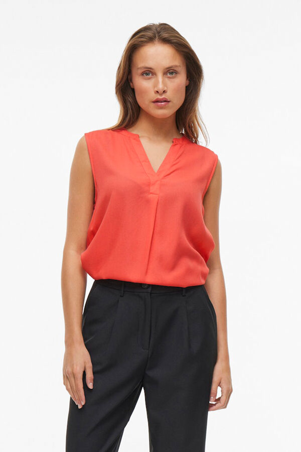 Vila Blusa sin mangas cuello mao de viscosa Rosa