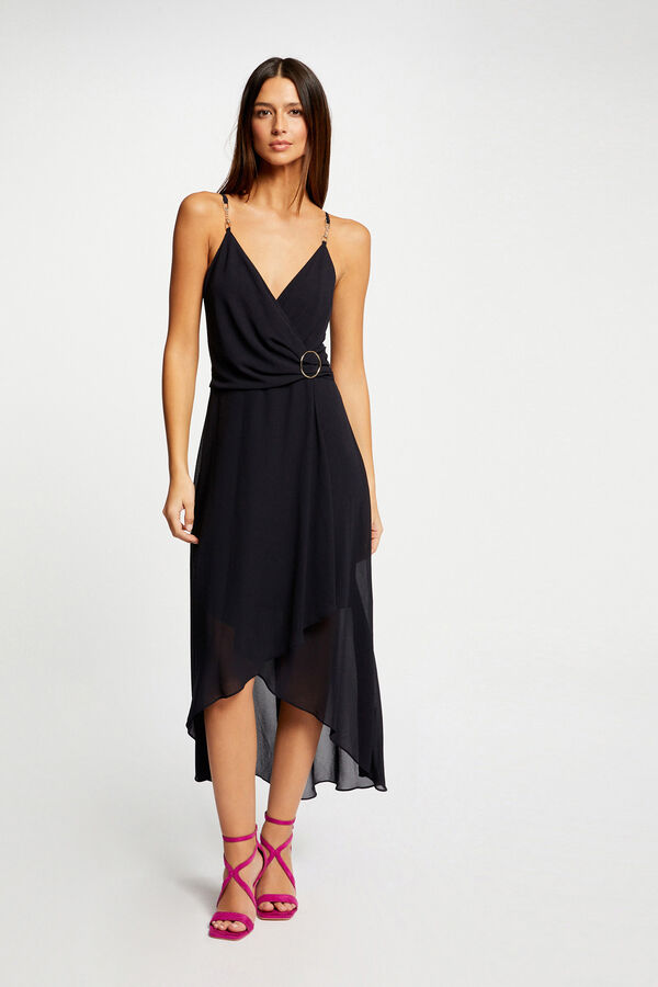 Morgan Vestido midi com al&ccedil;as finas Azul