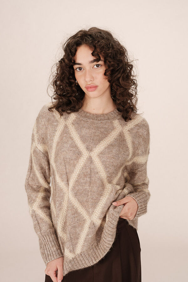 Grace & Mila Jersey b&aacute;sico con cuello redondo Beige