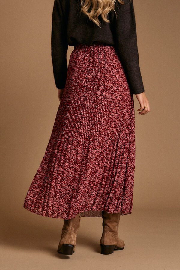 Pol&iacute;n Et Moi Falda plisada Nani Estampado granate