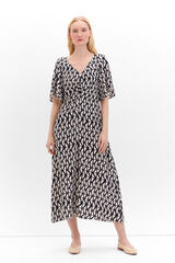 Cortefiel Vestido impresso detalhe franze Impress&atilde;o