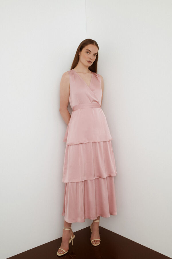 Vila Vestido satinado sin mangas Rosa