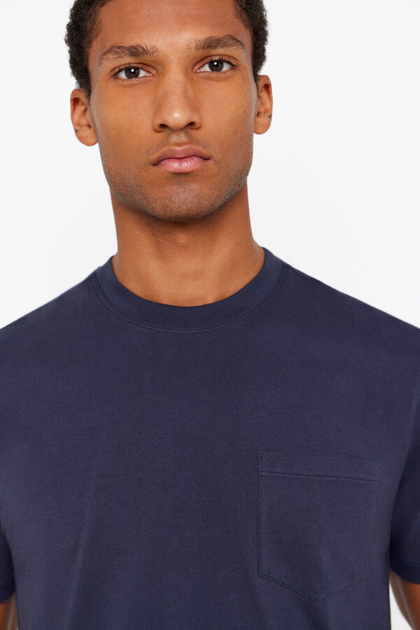 Cortefiel Camiseta b&aacute;sica bolsillo Azul marino