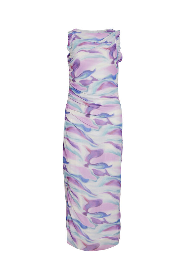 Vila Vestido midi de malha estampado Branco