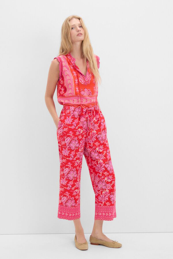 Cortefiel Pantal&oacute;n estampado largo Rojo