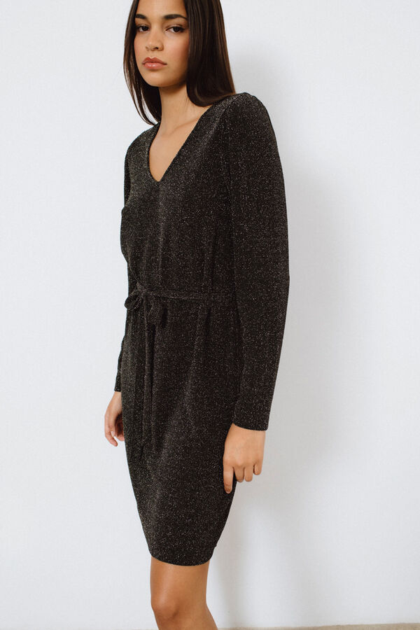 Vila Vestido curto com lurex Preto