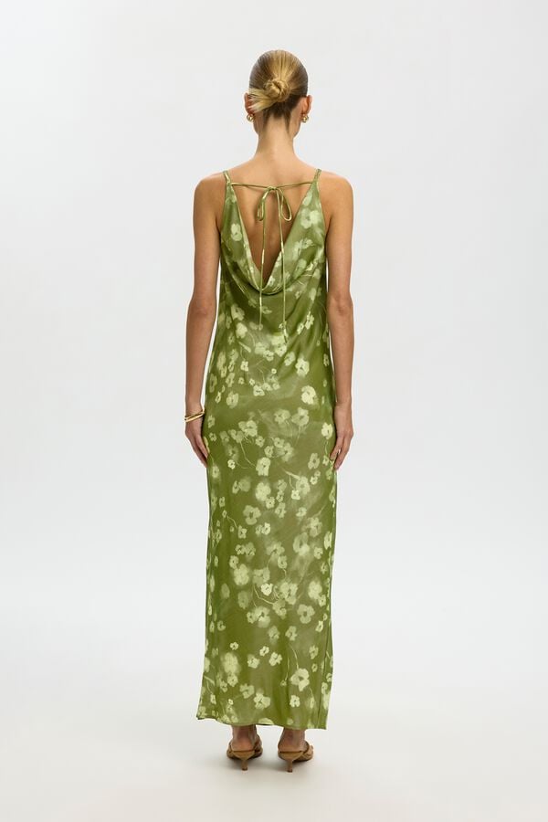 Selected Vestido largo de tirantes finos Verde