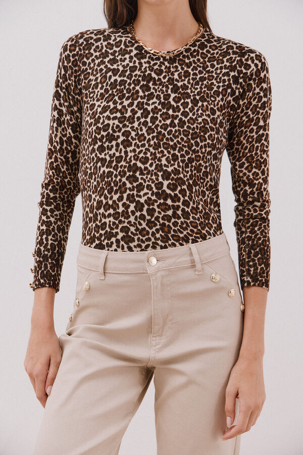 Cortefiel Camisola malha estampada Castanho