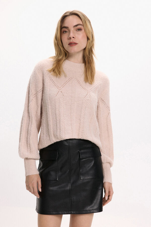 Vila Saia curta de couro sint&eacute;tico Preto