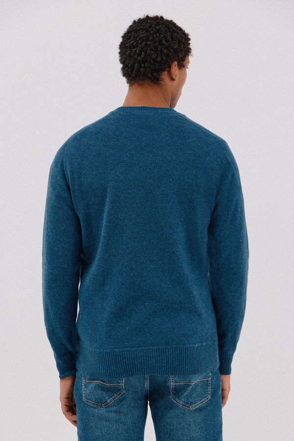 Cortefiel Jersey lana lambswool cuello pico Azul