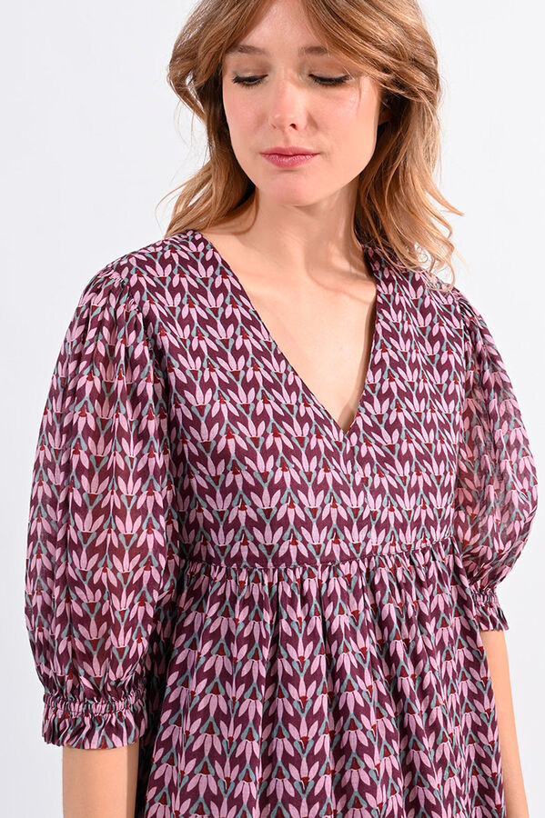 Molly Bracken Vestido curto de meia manga com estampado Multicolorido