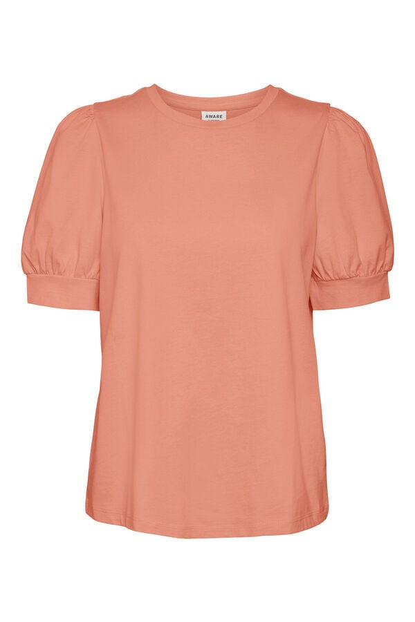 Vero Moda Top de algod&oacute;n manga abullonada Rojo