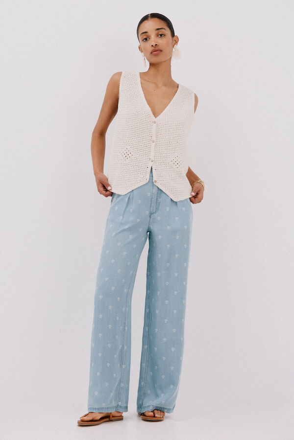 Cortefiel Pantalones pinzas tencel Azul