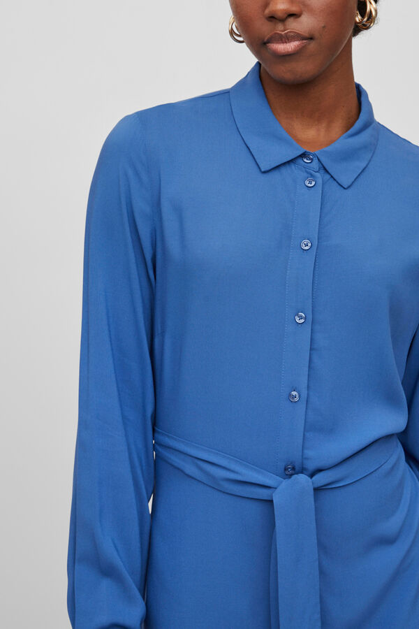 Cortefiel Vestido camiseiro de manga comprida Azul