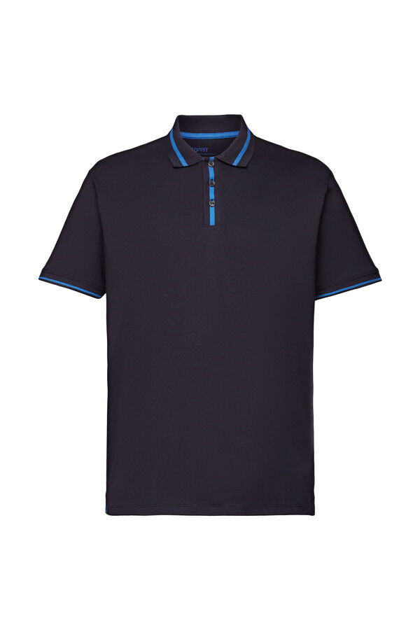 Esprit Polo liso regular fit con lino Azul marino