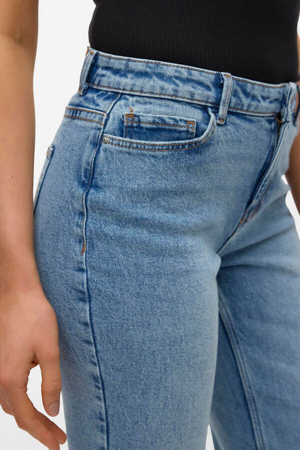 Vero Moda Vaquero recto de tiro medio Azul