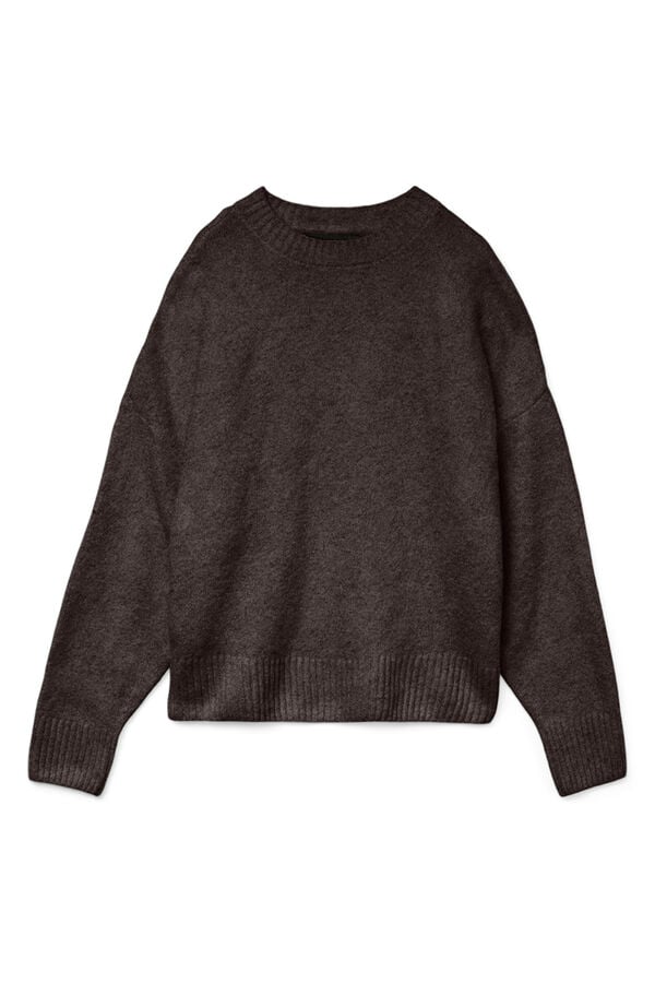 Vero Moda Jersey de punto cuello redondo Marr&oacute;n oscuro