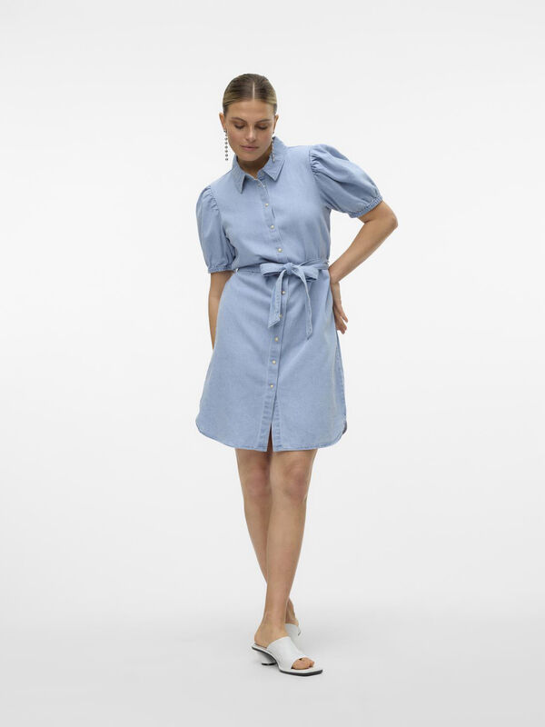 Vero Moda Vestido curto denim de manga curta  Azul