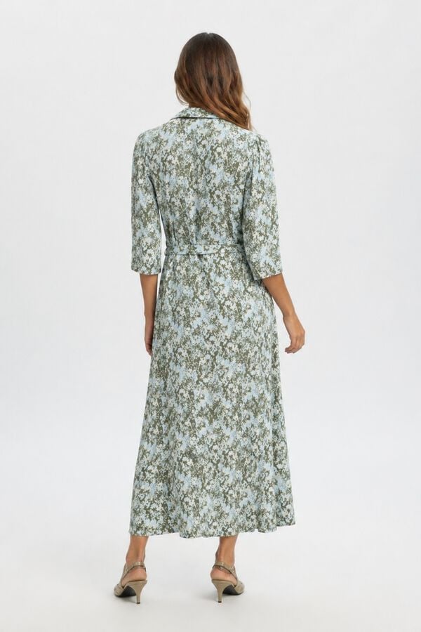 Selected Vestido largo estampado Verde oscuro